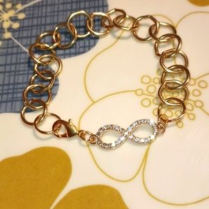 INDIGO HEALS "ENDLESS LOVE" GOLD PLATE INFINITY CRYSTALS BRACELET